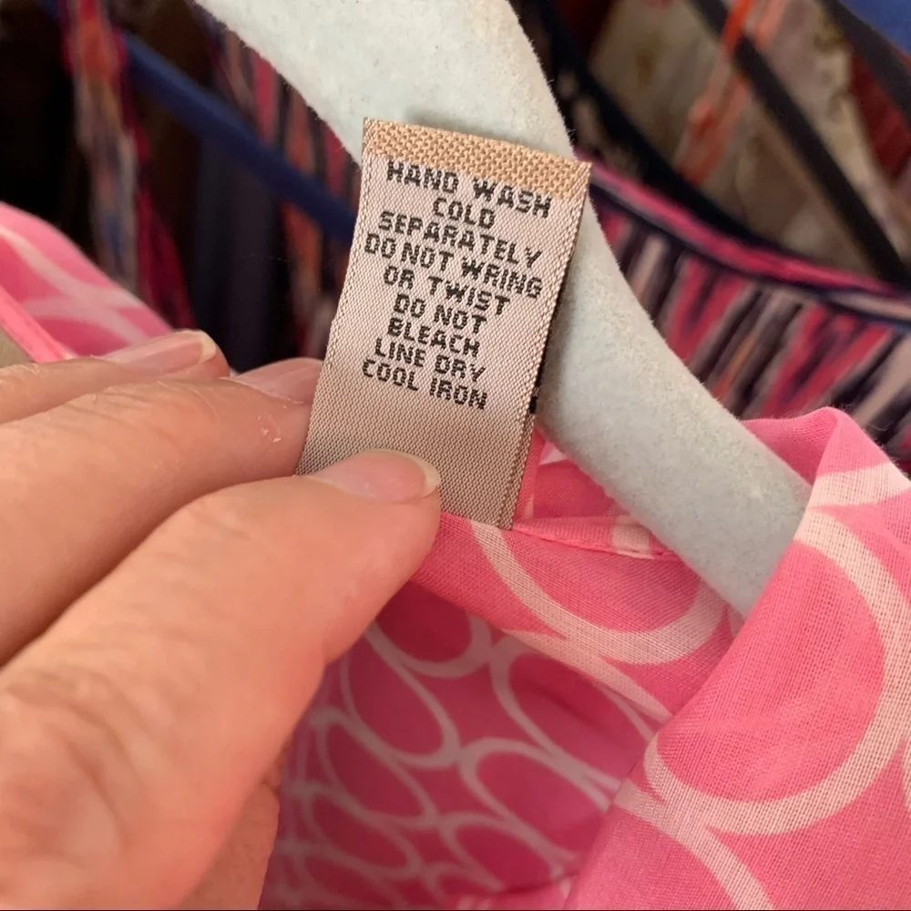 i.e. feminine y2k pink silk blouse with ruffle scoop neckline and bell sleeves L - Picture 9 of 9